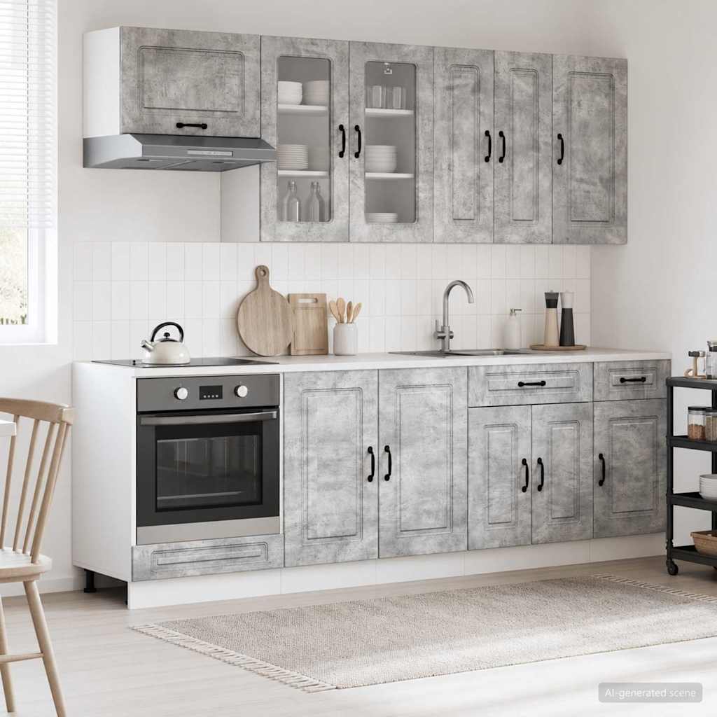 vidaXL Keukenblok KALMAR 8 pcs Wit Bewerkt hout