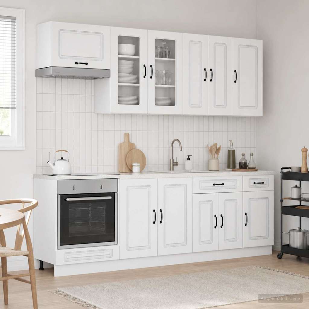 vidaXL Keukenblok KALMAR 8 pcs Wit Bewerkt hout