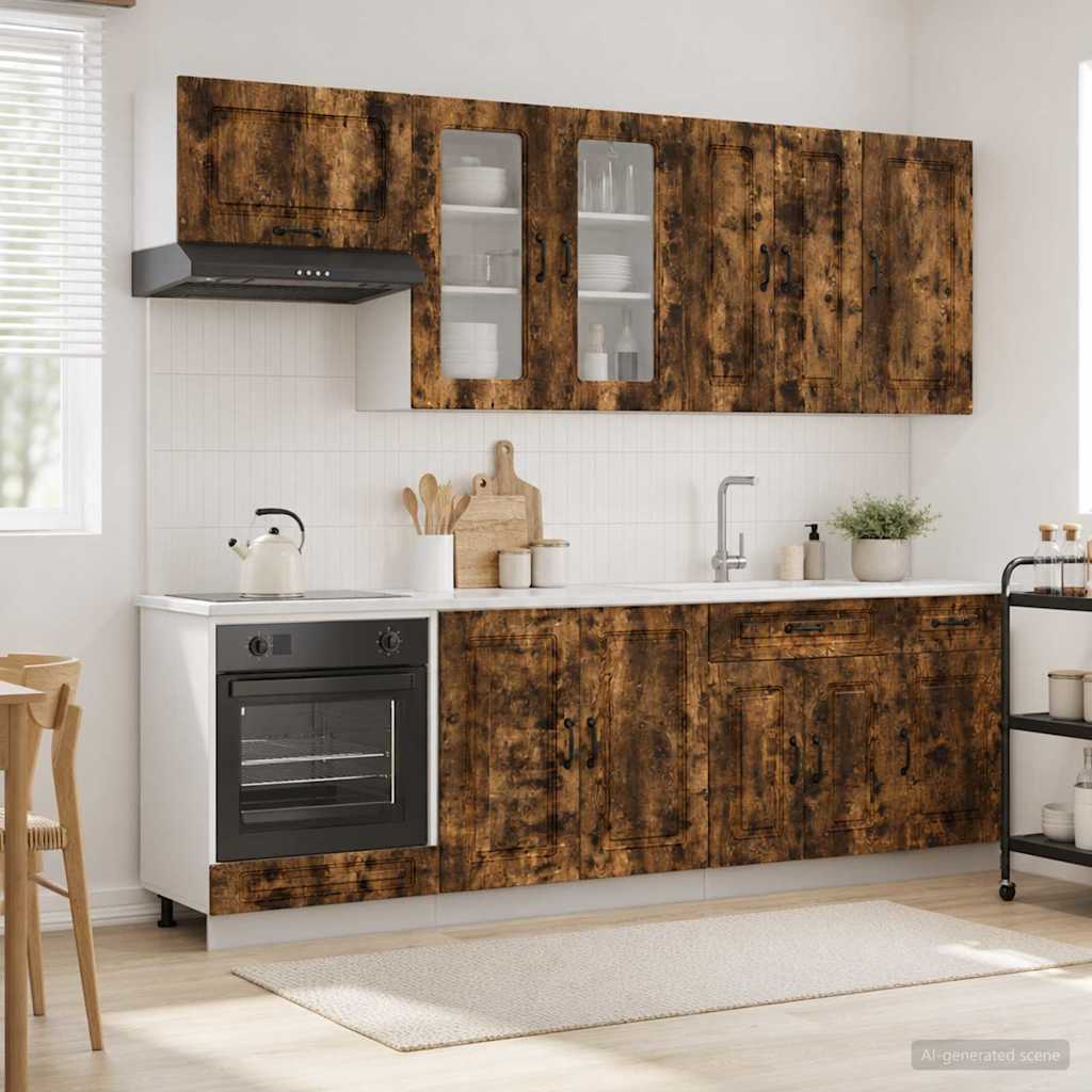 vidaXL Keukenblok KALMAR 8 pcs Wit Bewerkt hout