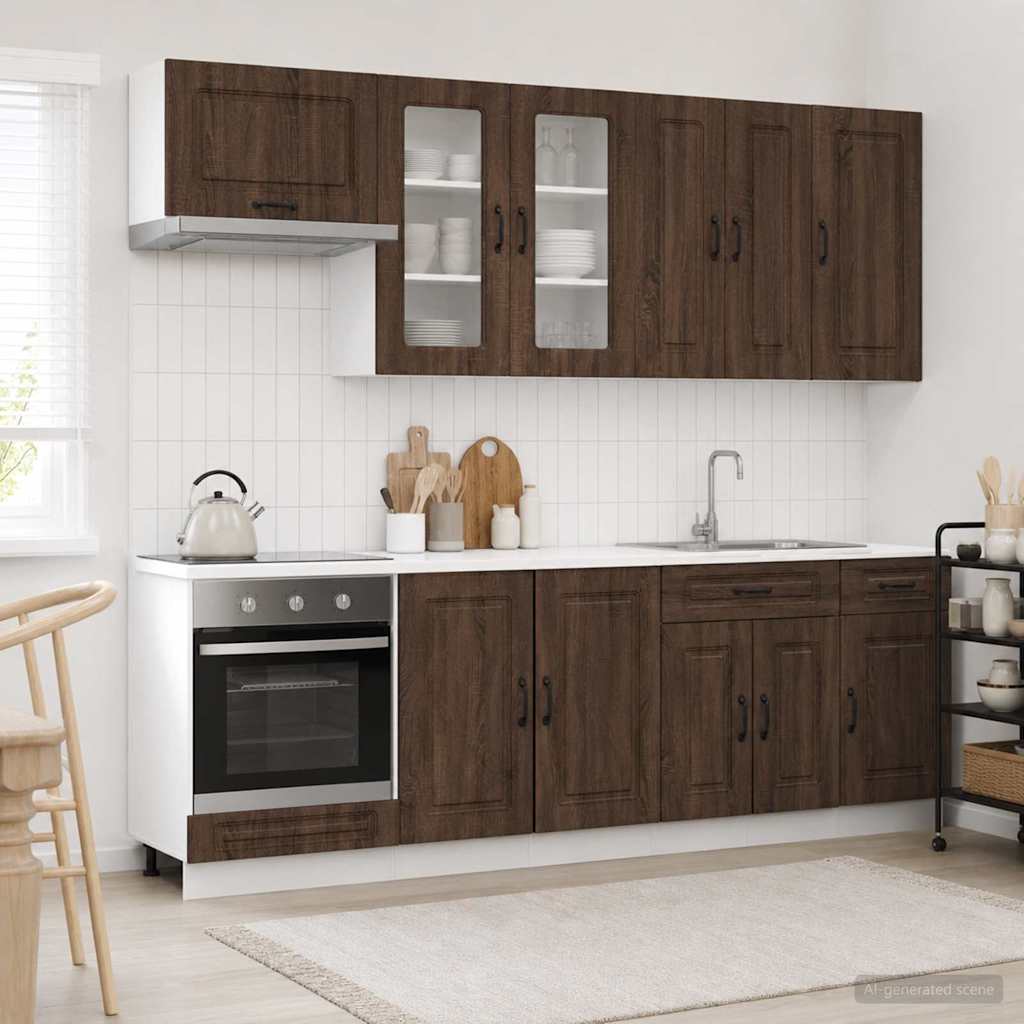vidaXL Keukenblok KALMAR 8 pcs Wit Bewerkt hout