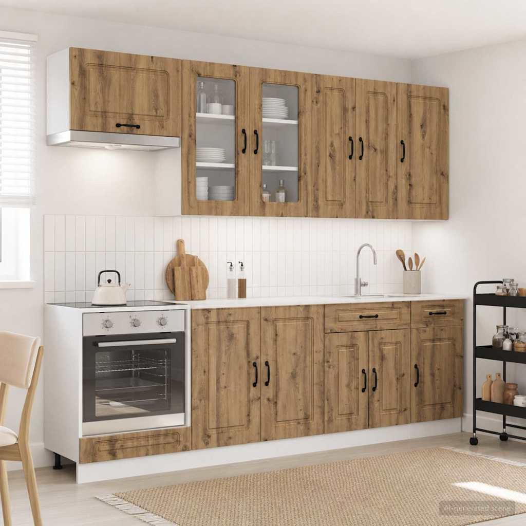 vidaXL Keukenblok KALMAR 8 pcs Wit Bewerkt hout
