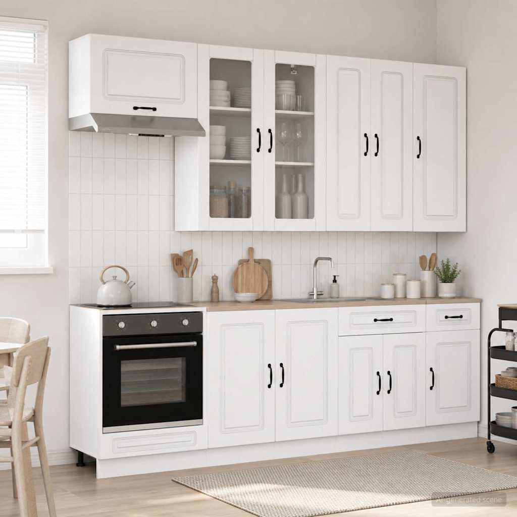 vidaXL Keukenblok KALMAR 8 pcs Wit Bewerkt hout