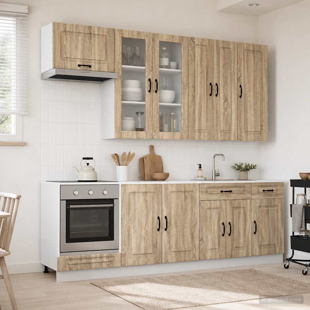 vidaXL Keukenblok KALMAR 8 pcs Wit Bewerkt hout