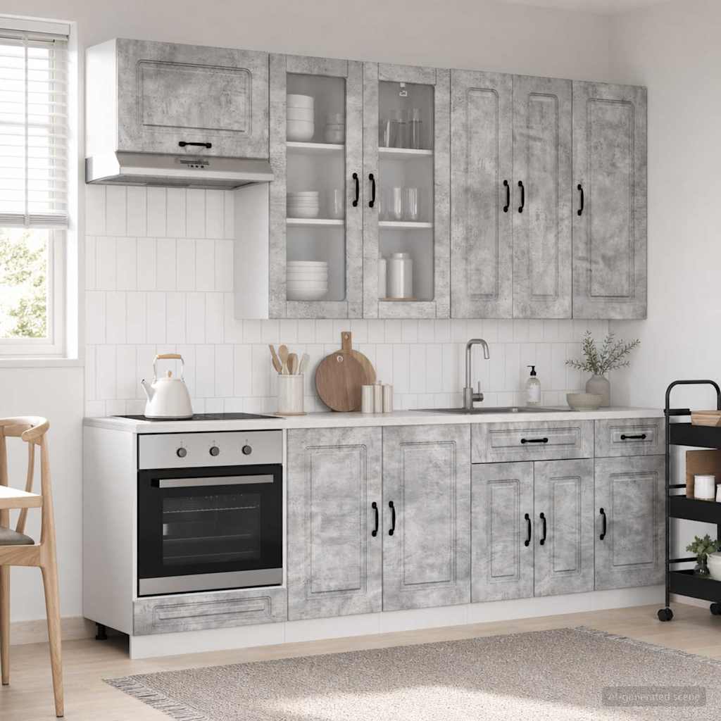 vidaXL Keukenblok KALMAR 8 pcs Wit Bewerkt hout