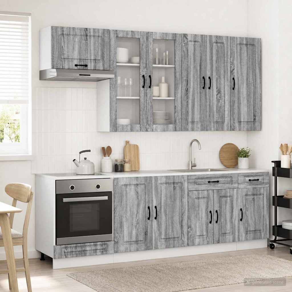 vidaXL Keukenblok KALMAR 8 pcs Wit Bewerkt hout