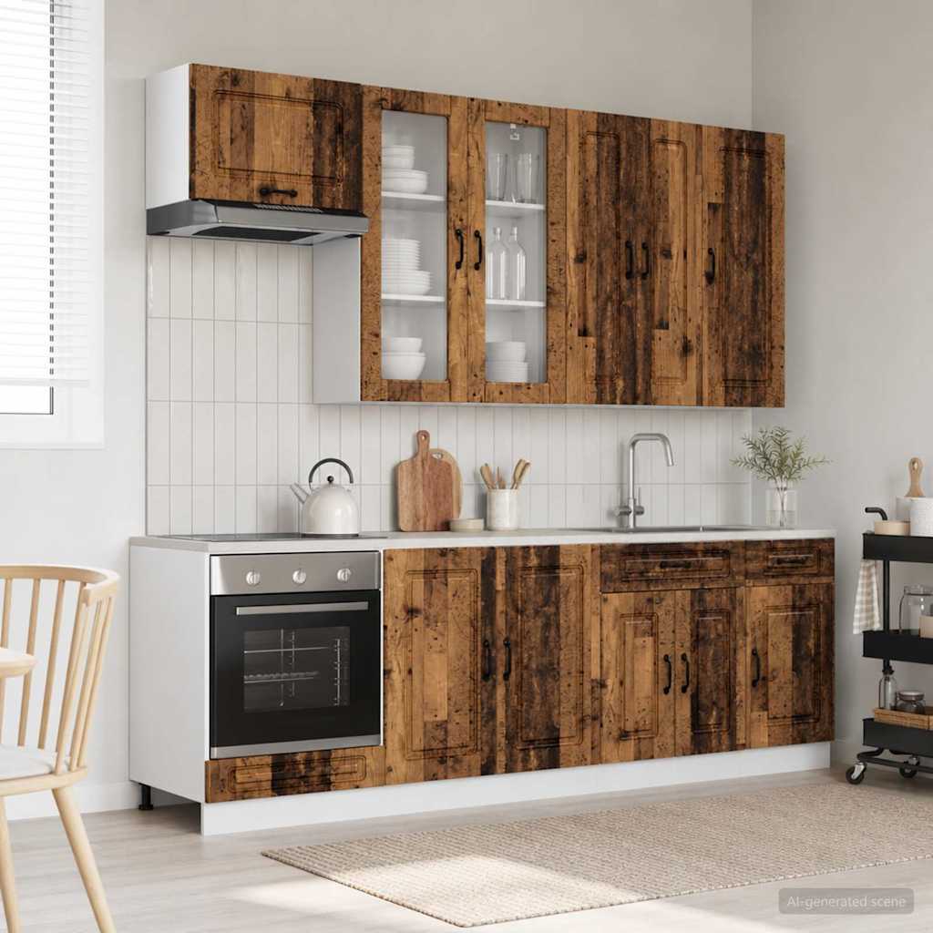 vidaXL Keukenblok KALMAR 8 pcs Wit Bewerkt hout