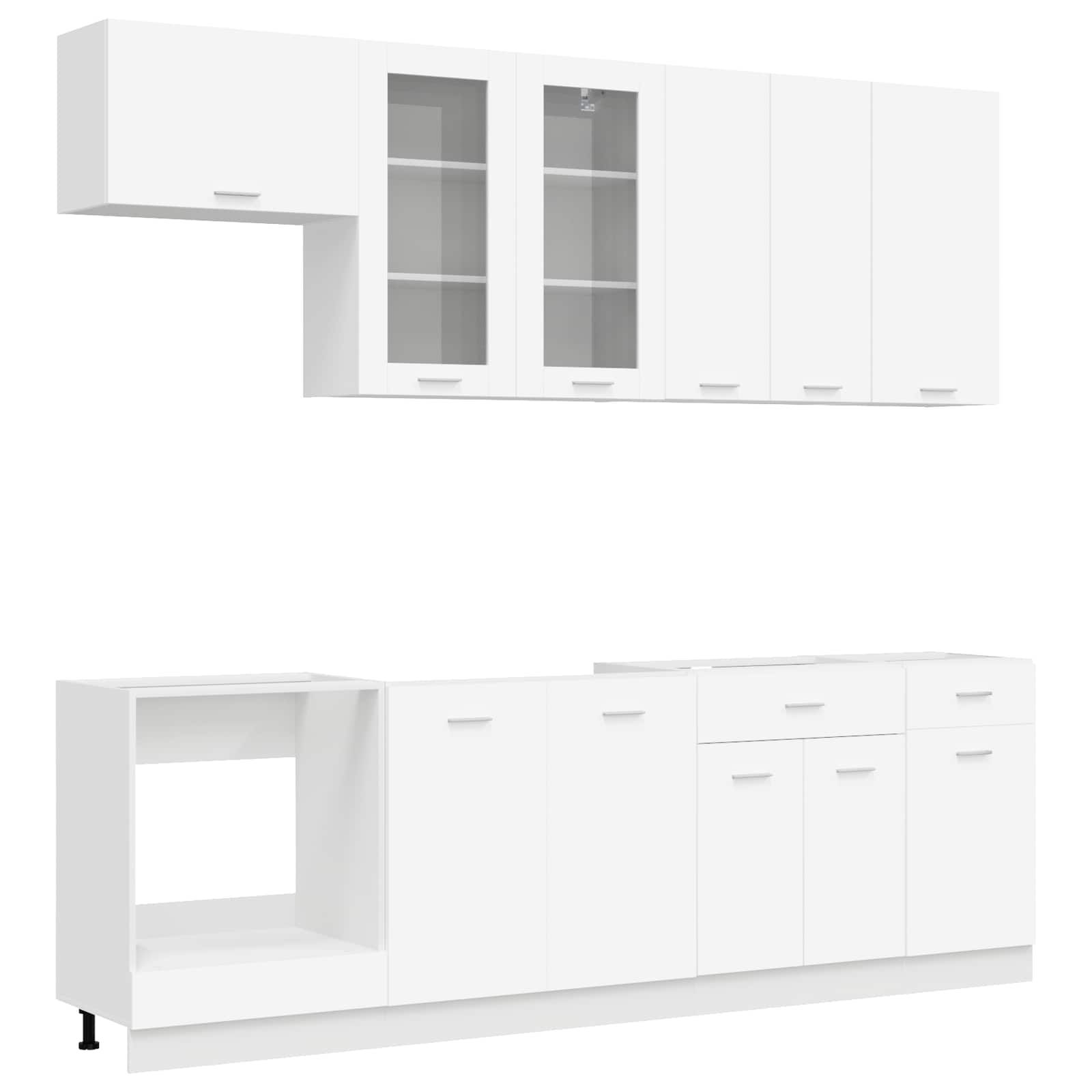 vidaXL Keukenblok LYON 8 pcs Wit Bewerkt hout