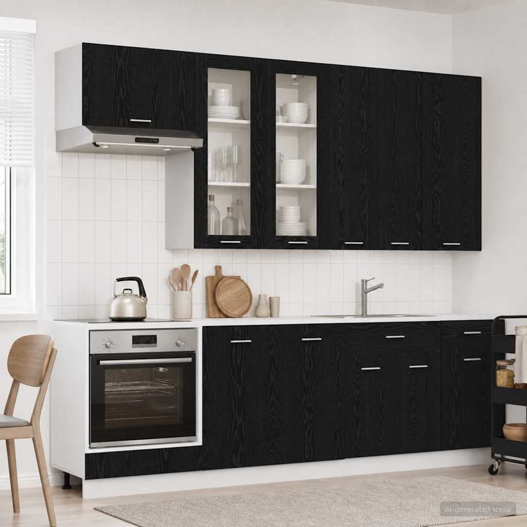 vidaXL Keukenblok LYON 8 pcs Wit Bewerkt hout