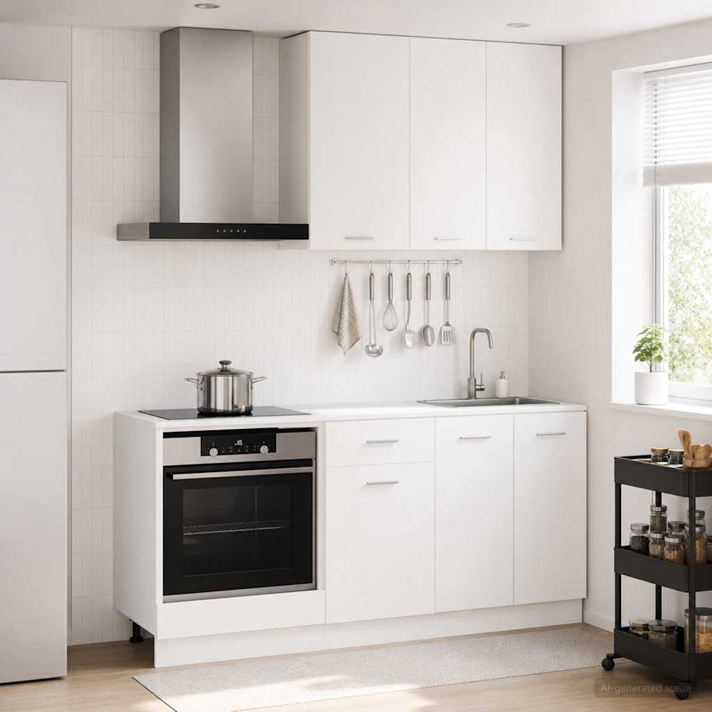 vidaXL Keukenblok LYON 5 pcs Wit Bewerkt hout