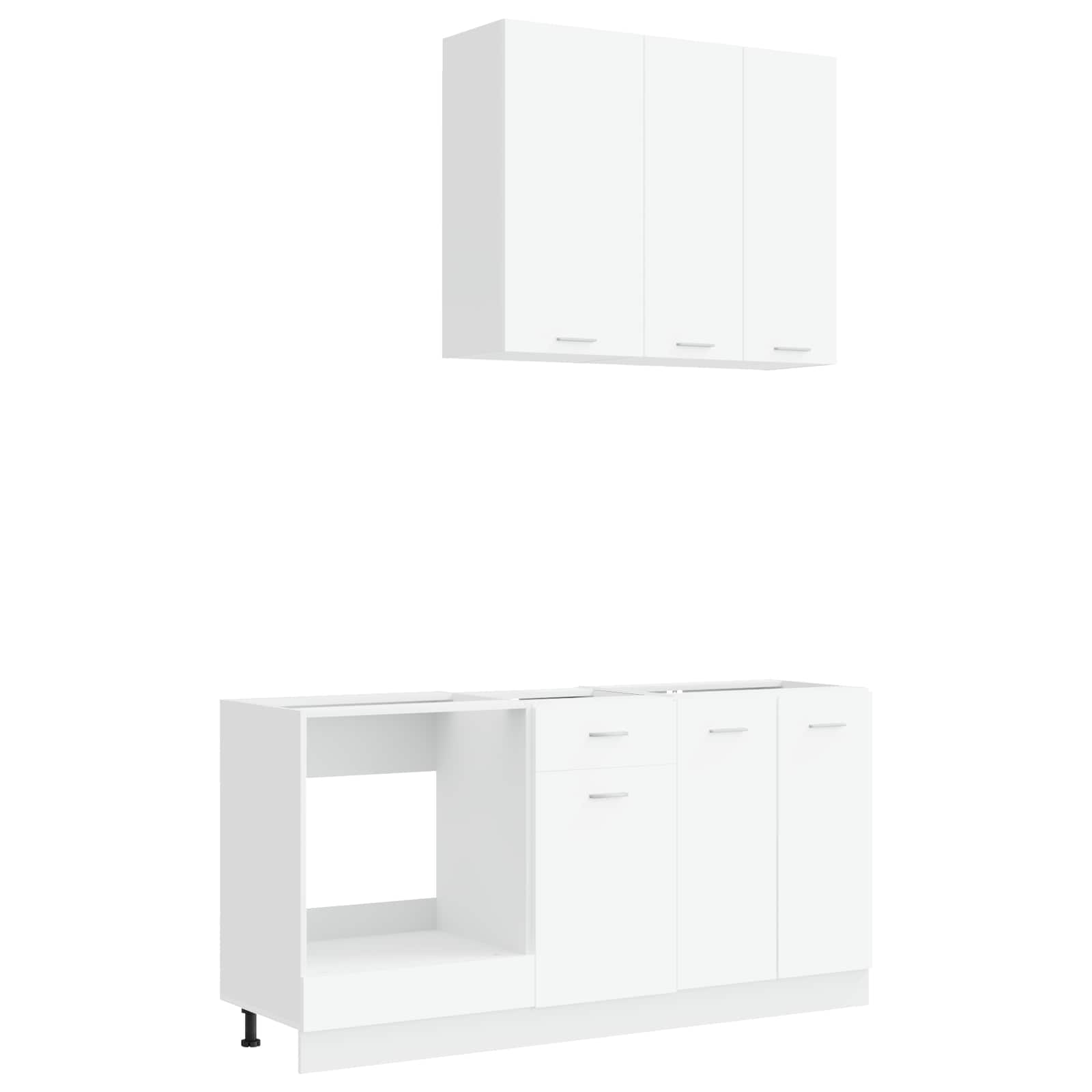 vidaXL Keukenblok LYON 5 pcs Wit Bewerkt hout