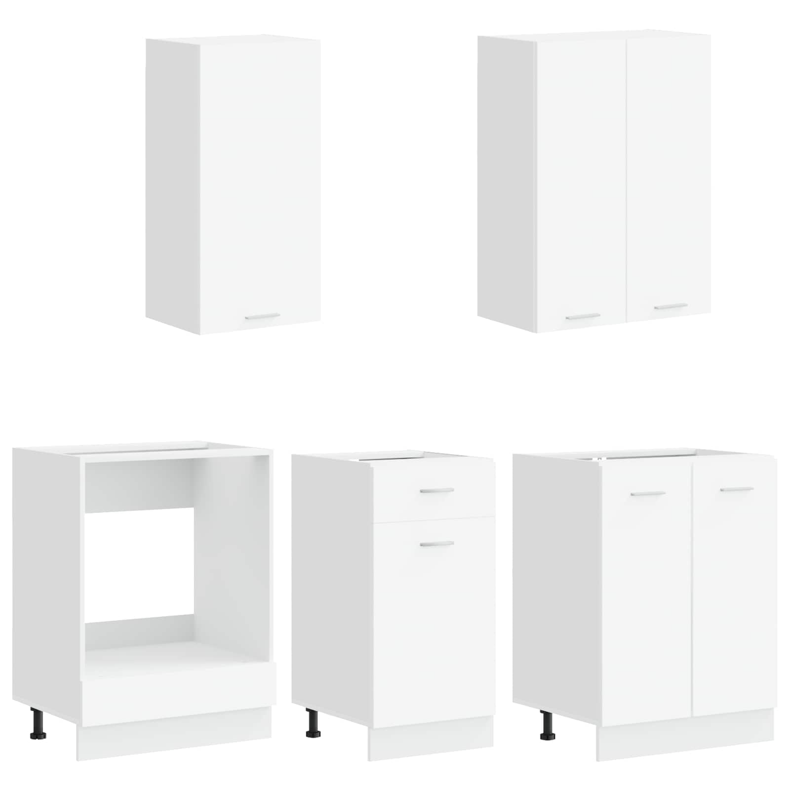vidaXL Keukenblok LYON 5 pcs Wit Bewerkt hout