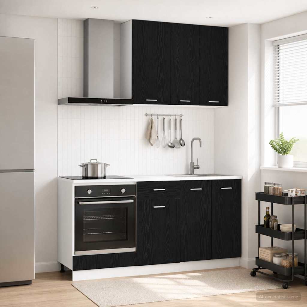 vidaXL Keukenblok LYON 5 pcs Wit Bewerkt hout