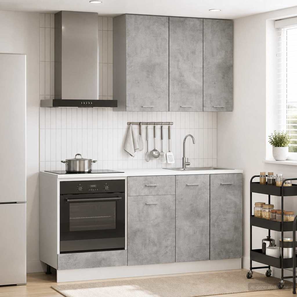 vidaXL Keukenblok LYON 5 pcs Wit Bewerkt hout