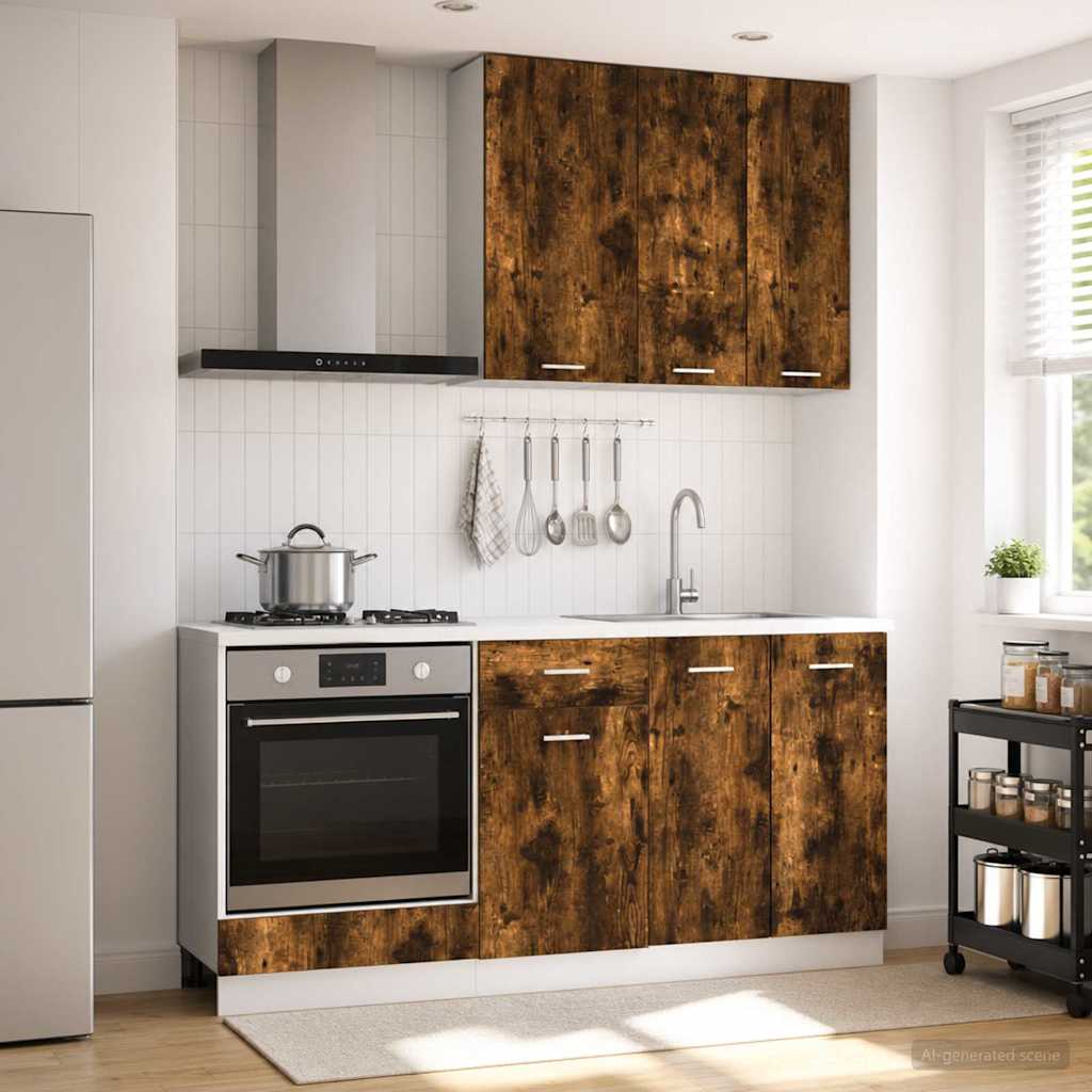 vidaXL Keukenblok LYON 5 pcs Wit Bewerkt hout