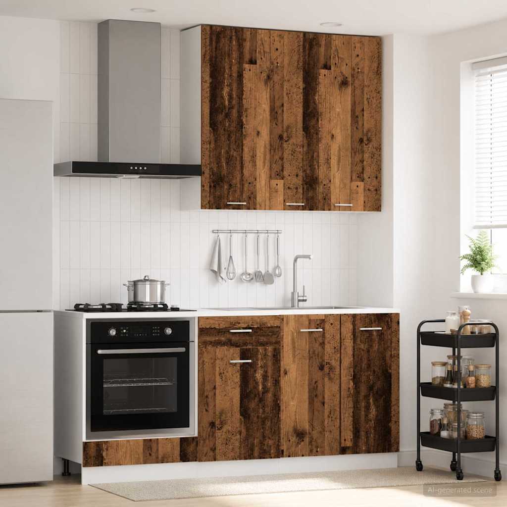 vidaXL Keukenblok LYON 5 pcs Wit Bewerkt hout