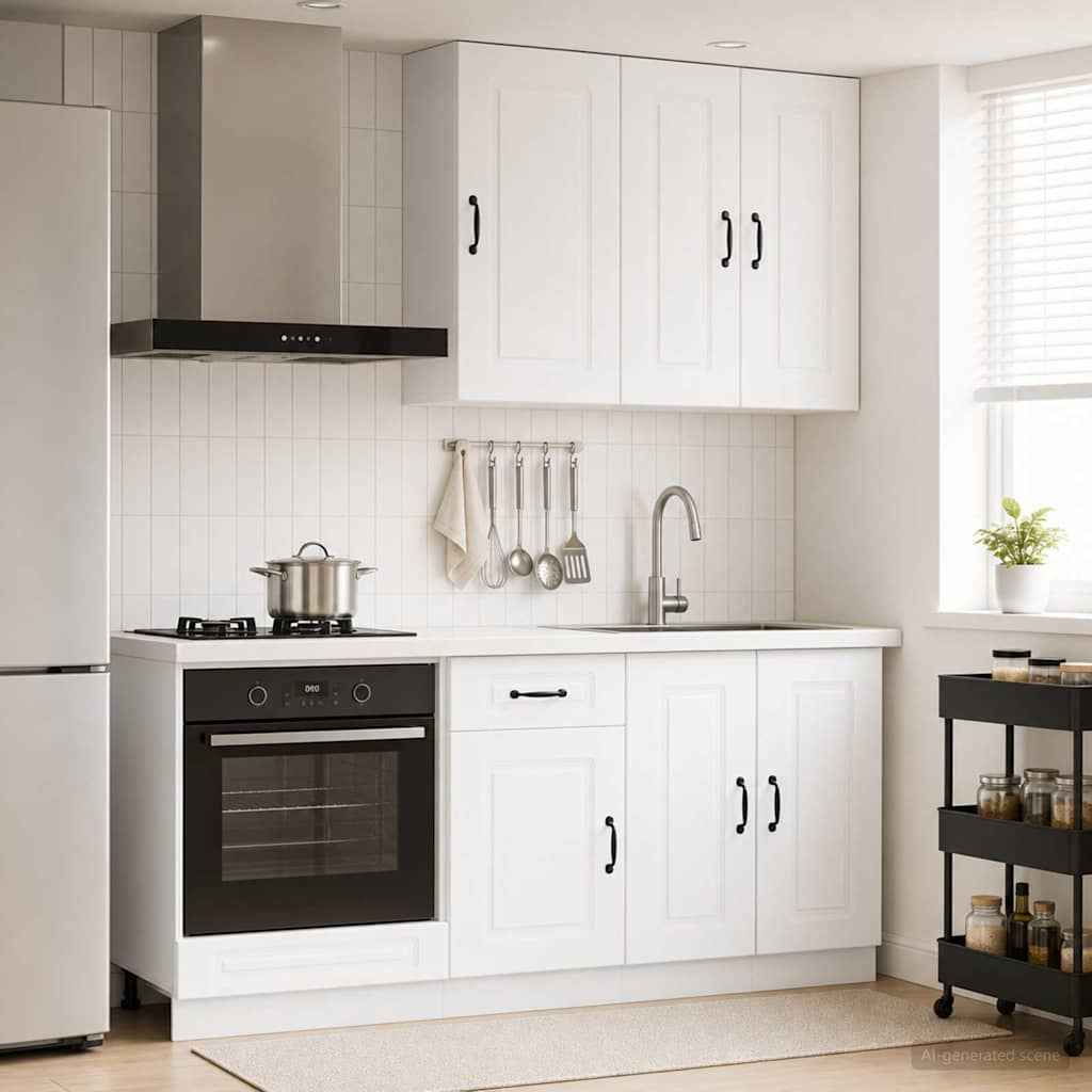 vidaXL Keukenblok KALMAR 5 pcs Wit Bewerkt hout