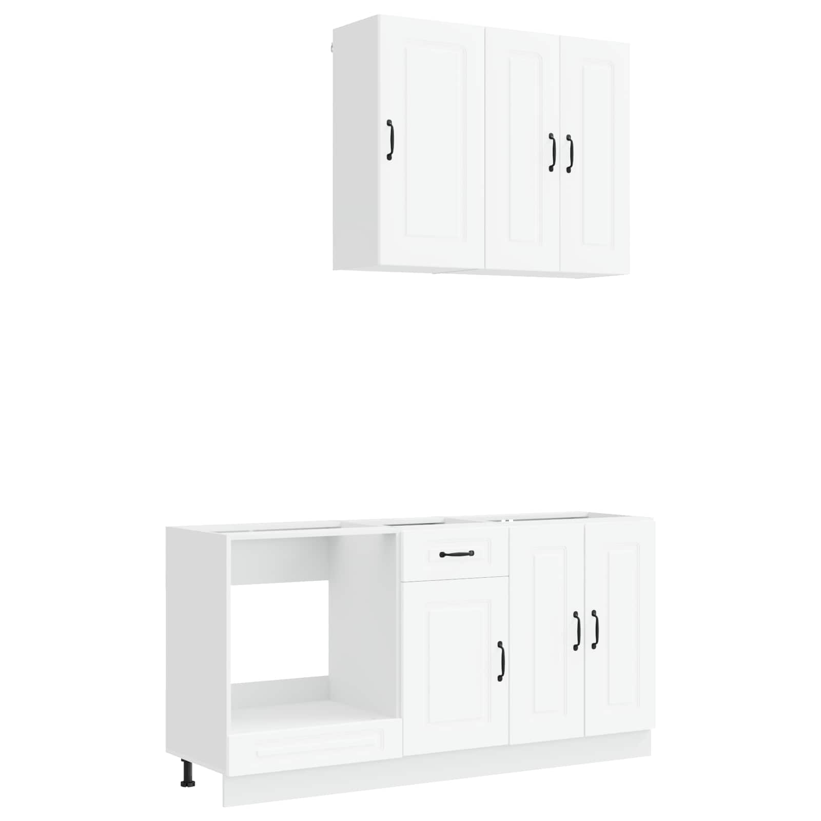 vidaXL Keukenblok KALMAR 5 pcs Wit Bewerkt hout