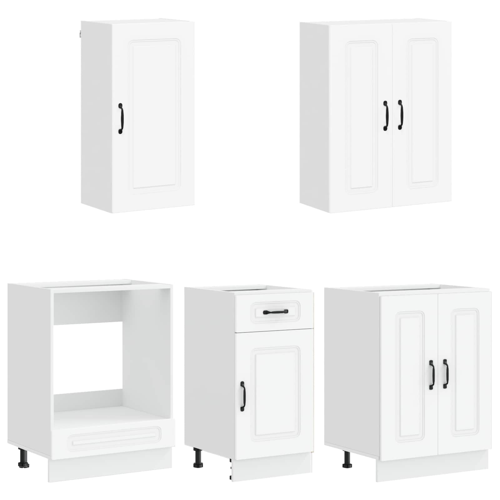 vidaXL Keukenblok KALMAR 5 pcs Wit Bewerkt hout