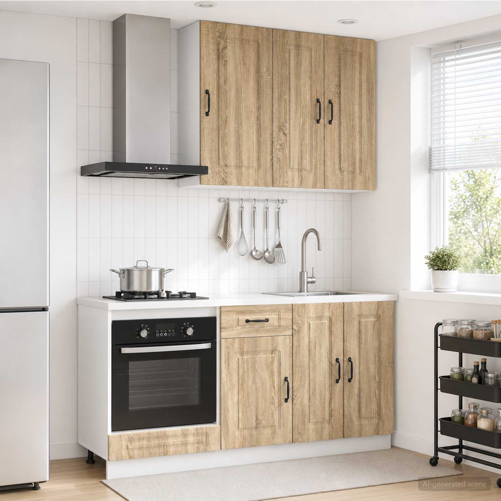 vidaXL Keukenblok KALMAR 5 pcs Wit Bewerkt hout