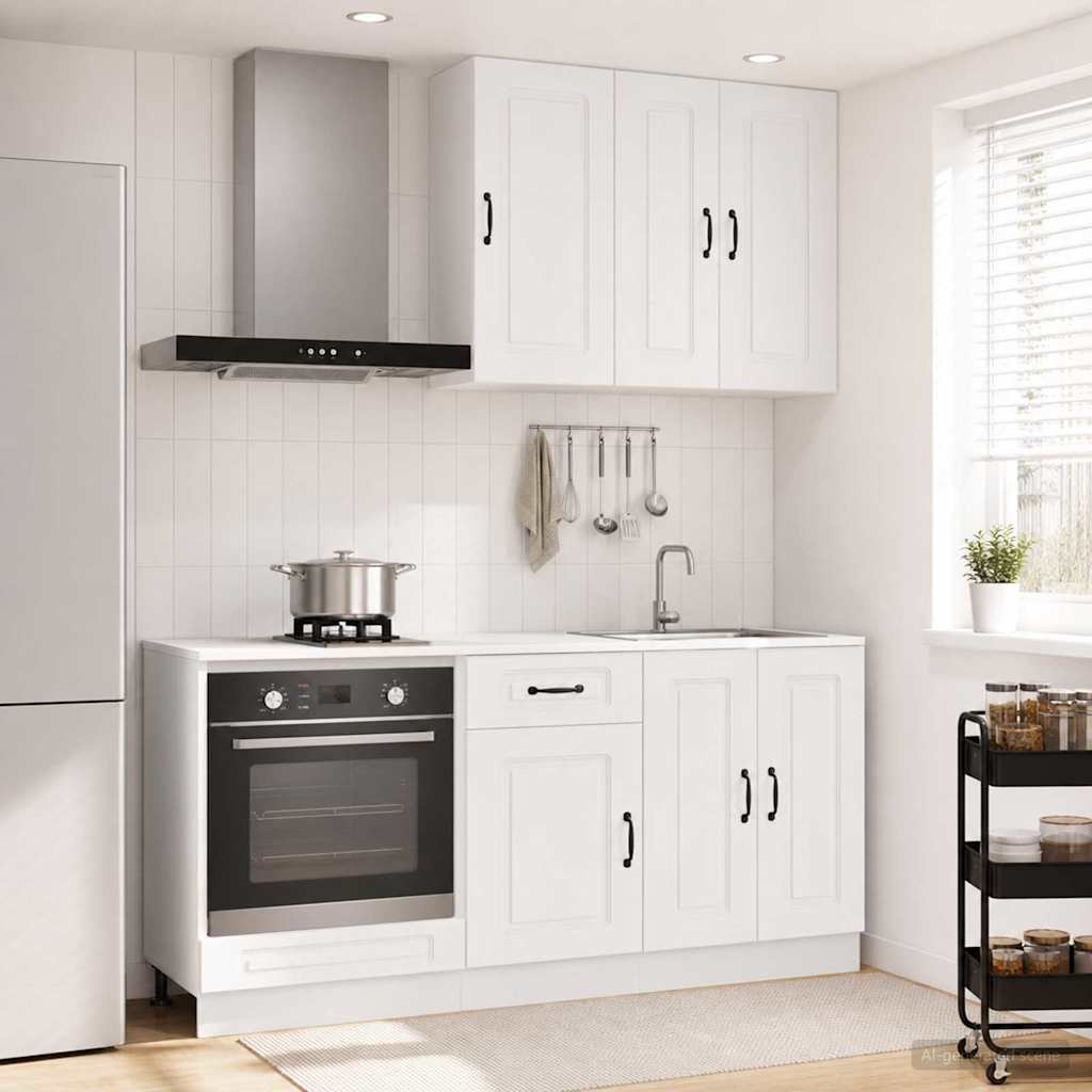 vidaXL Keukenblok KALMAR 5 pcs Wit Bewerkt hout