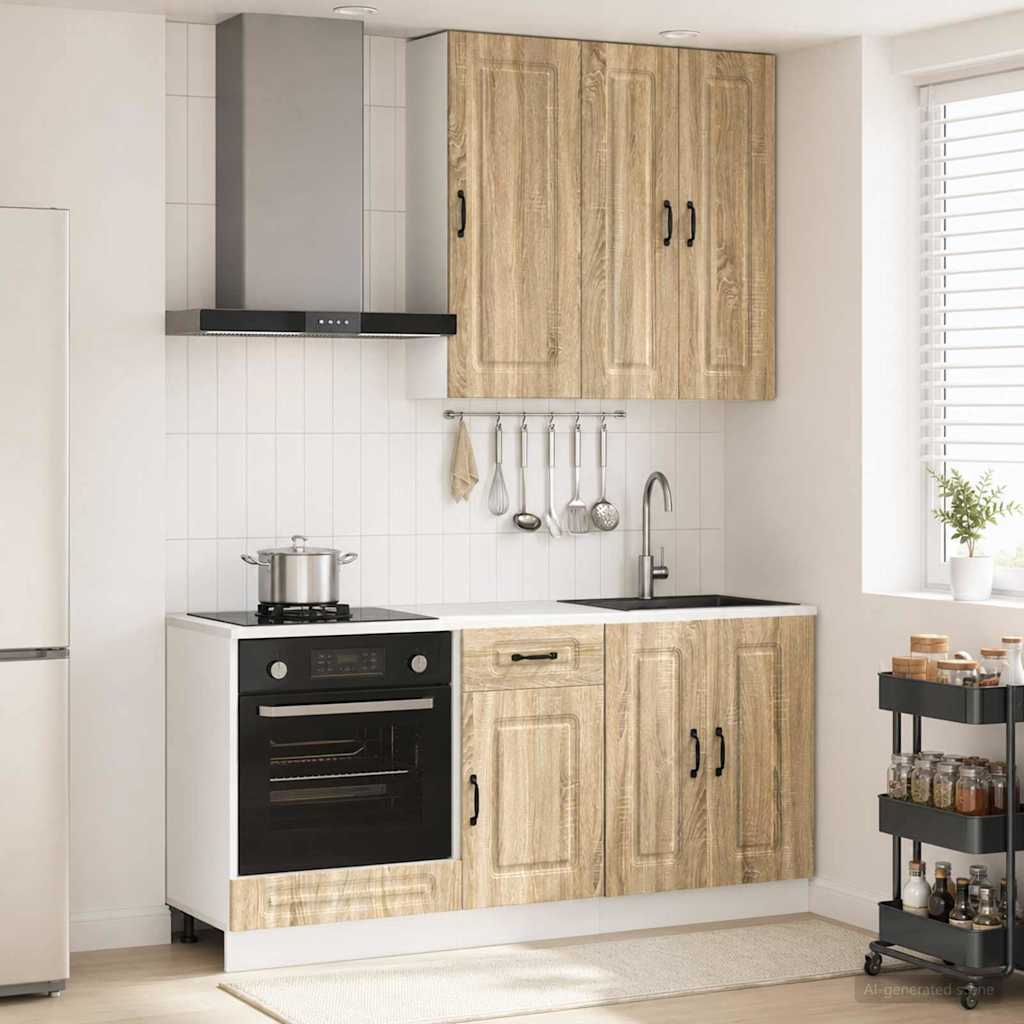 vidaXL Keukenblok KALMAR 5 pcs Wit Bewerkt hout