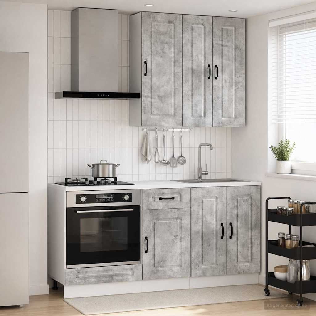 vidaXL Keukenblok KALMAR 5 pcs Wit Bewerkt hout