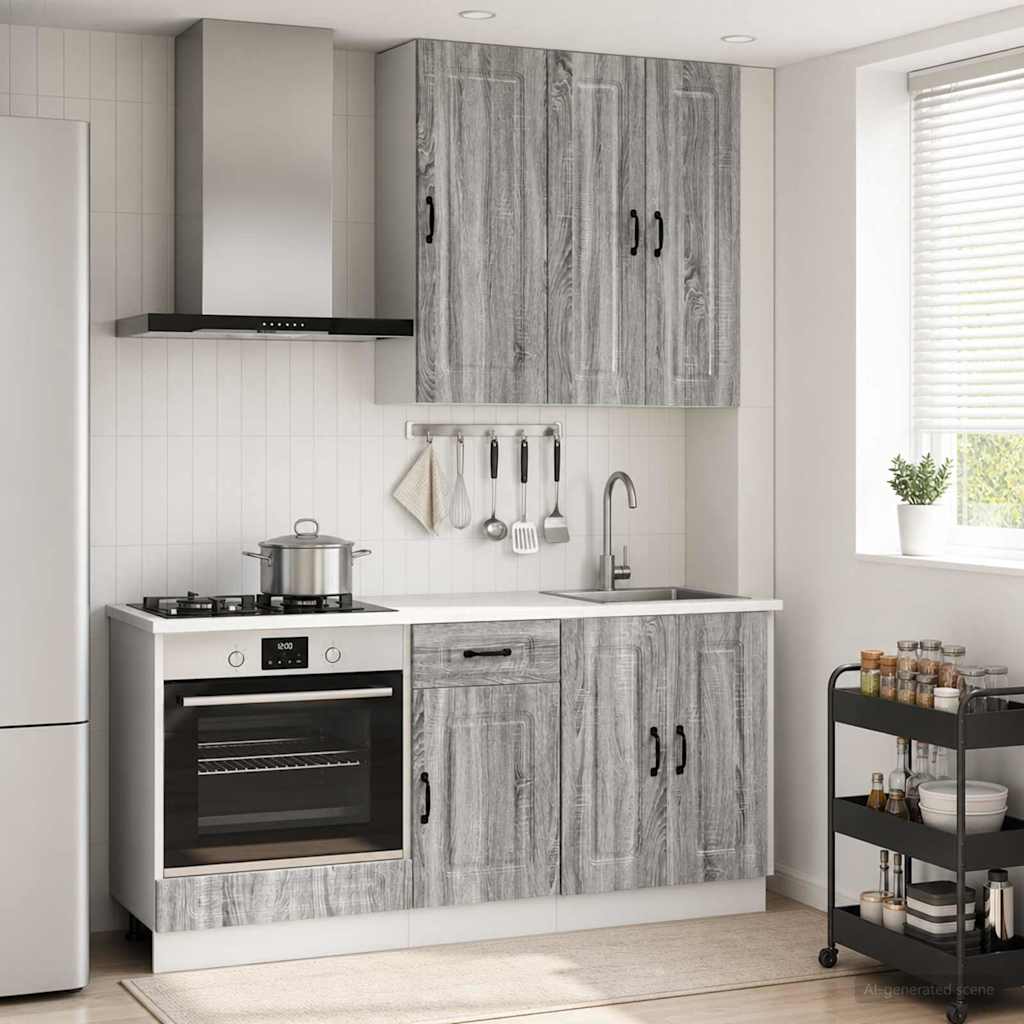 vidaXL Keukenblok KALMAR 5 pcs Wit Bewerkt hout