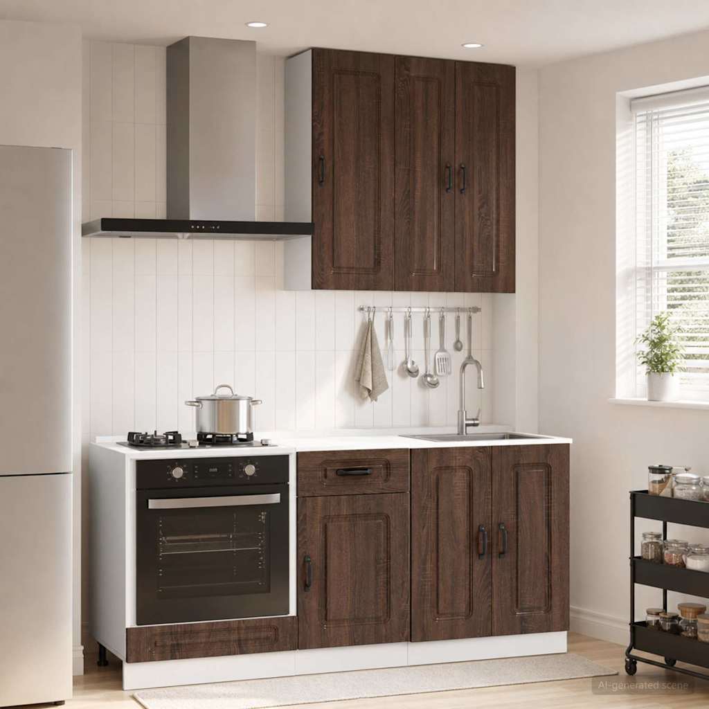 vidaXL Keukenblok KALMAR 5 pcs Wit Bewerkt hout