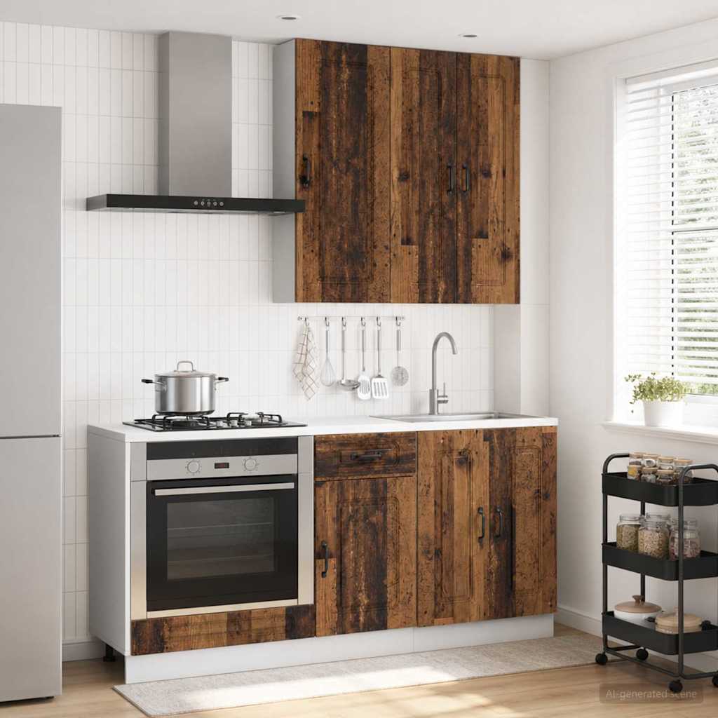 vidaXL Keukenblok KALMAR 5 pcs Wit Bewerkt hout