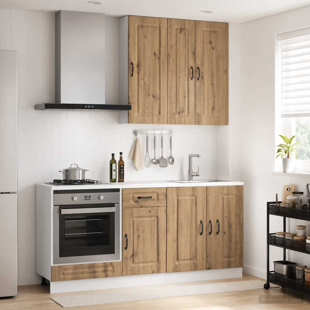 vidaXL Keukenblok KALMAR 5 pcs Wit Bewerkt hout