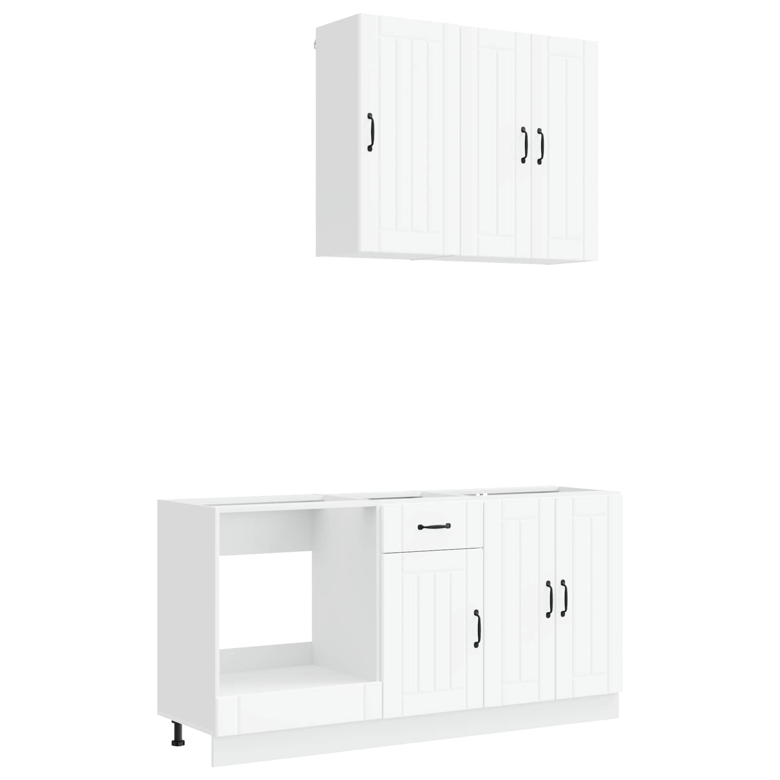 vidaXL Keukenblok LUCCA 5 pcs Wit Bewerkt hout