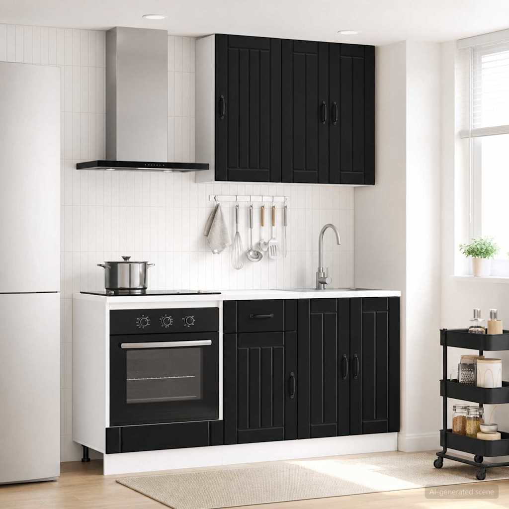 vidaXL Keukenblok LUCCA 5 pcs Wit Bewerkt hout