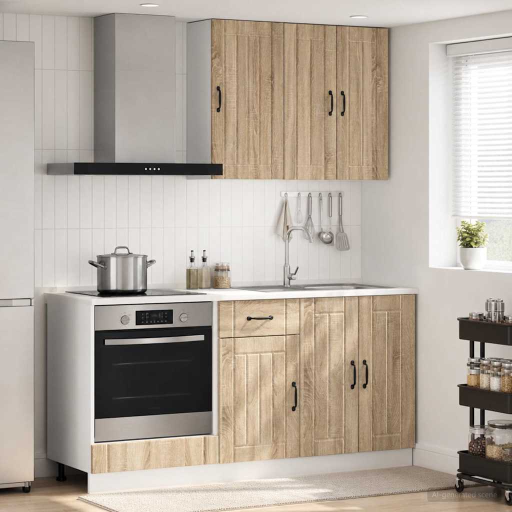 vidaXL Keukenblok LUCCA 5 pcs Wit Bewerkt hout