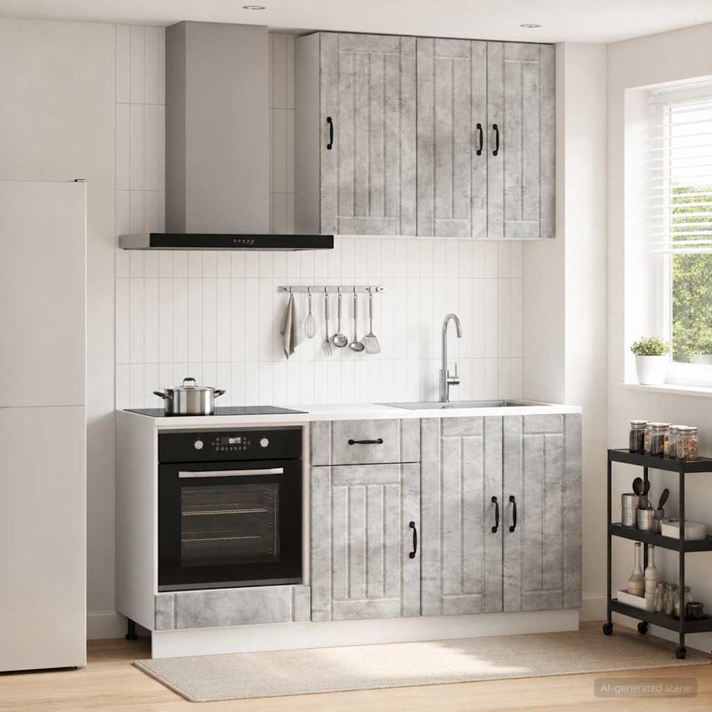 vidaXL Keukenblok LUCCA 5 pcs Wit Bewerkt hout