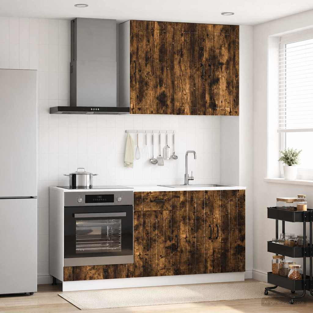 vidaXL Keukenblok LUCCA 5 pcs Wit Bewerkt hout