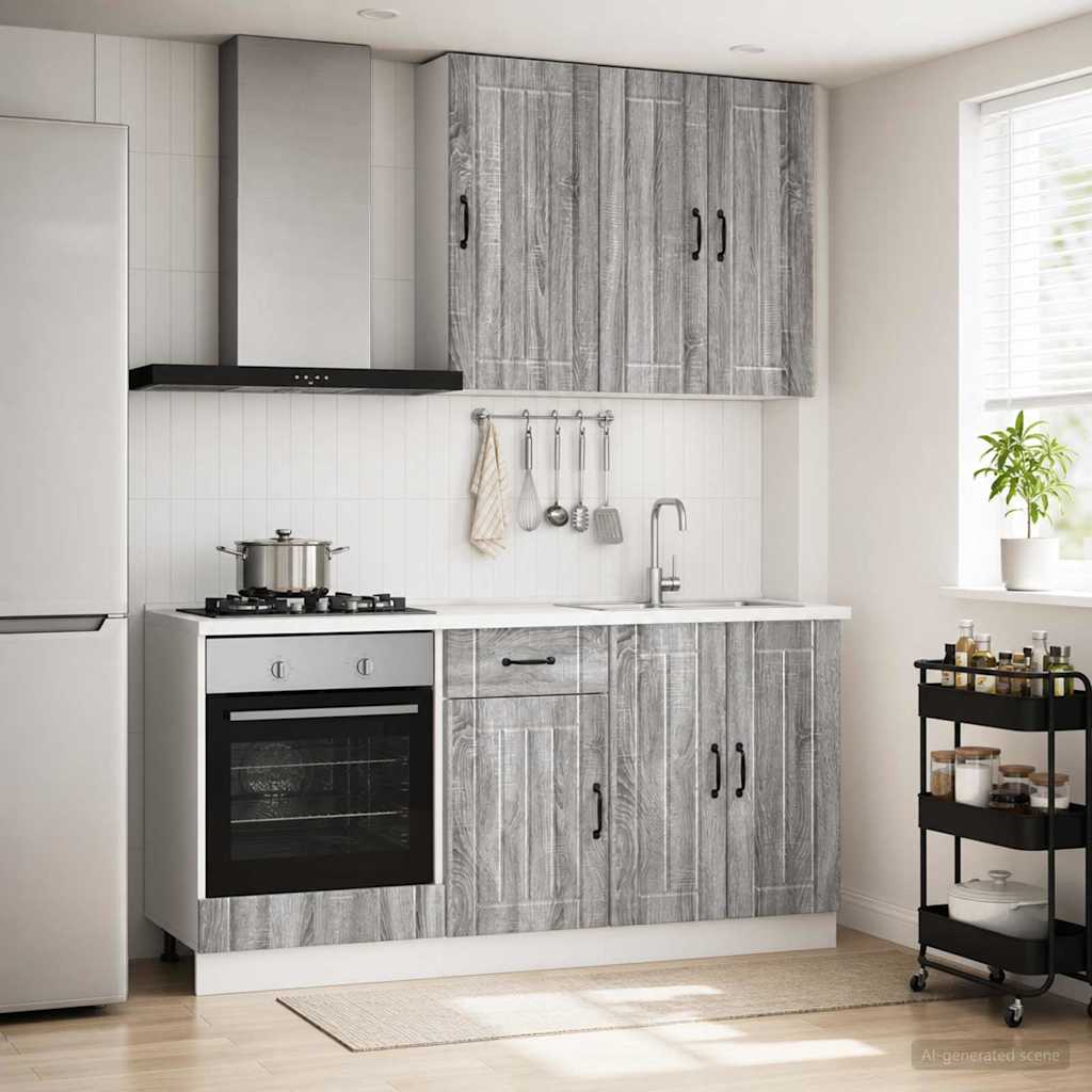 vidaXL Keukenblok LUCCA 5 pcs Wit Bewerkt hout