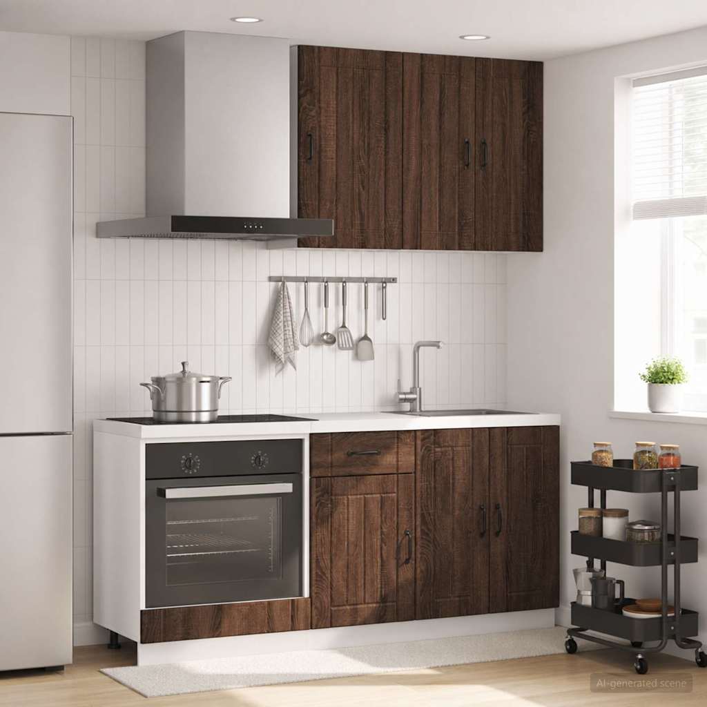 vidaXL Keukenblok LUCCA 5 pcs Wit Bewerkt hout