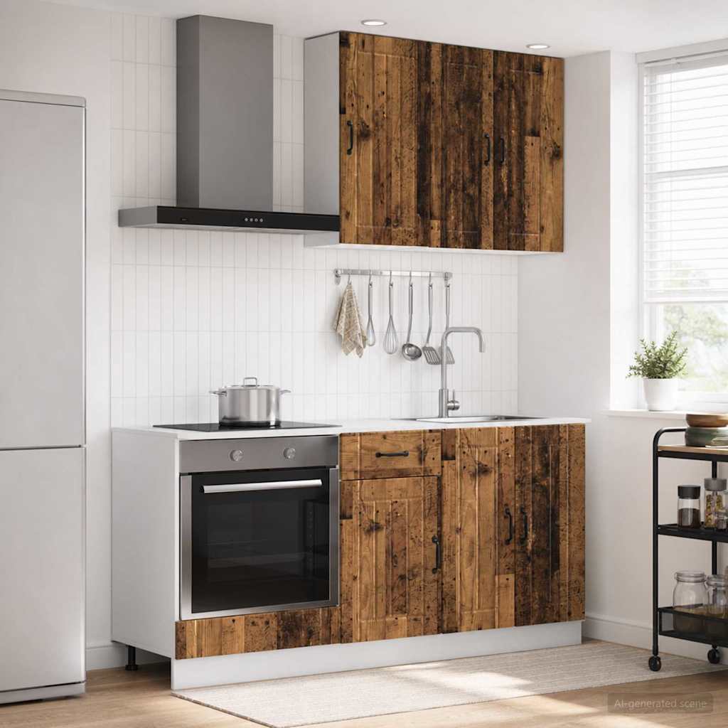 vidaXL Keukenblok LUCCA 5 pcs Wit Bewerkt hout