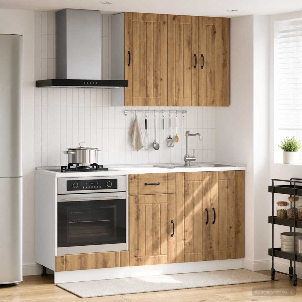 vidaXL Keukenblok LUCCA 5 pcs Wit Bewerkt hout