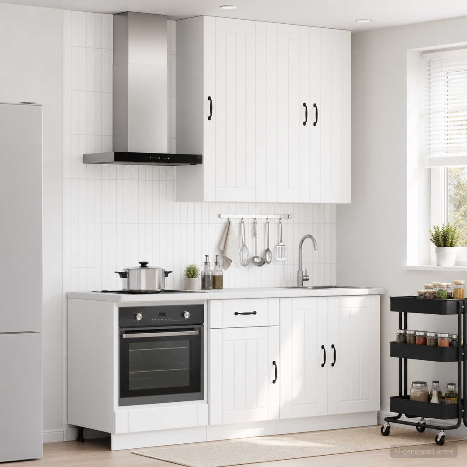 vidaXL Keukenblok LUCCA 5 pcs Wit Bewerkt hout