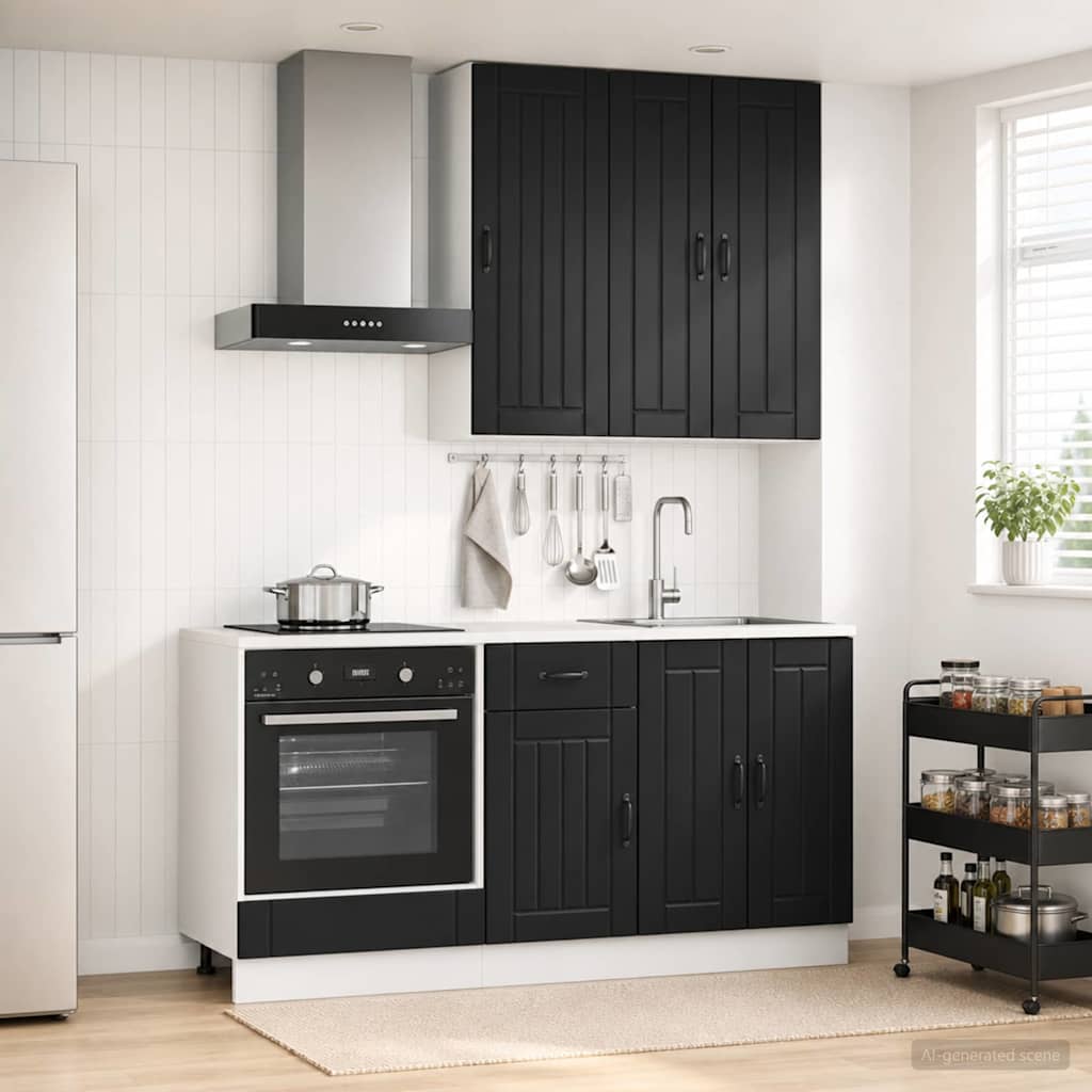 vidaXL Keukenblok LUCCA 5 pcs Wit Bewerkt hout