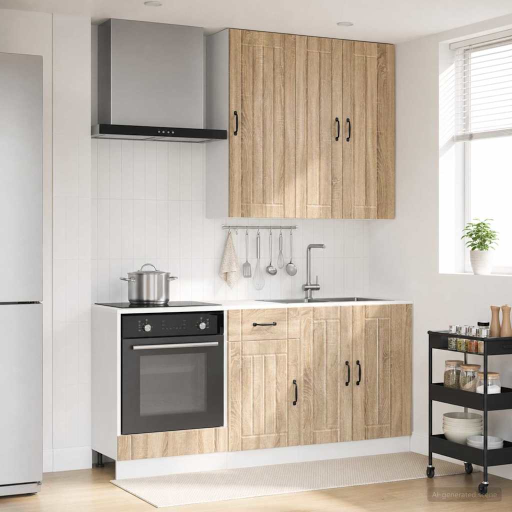 vidaXL Keukenblok LUCCA 5 pcs Wit Bewerkt hout