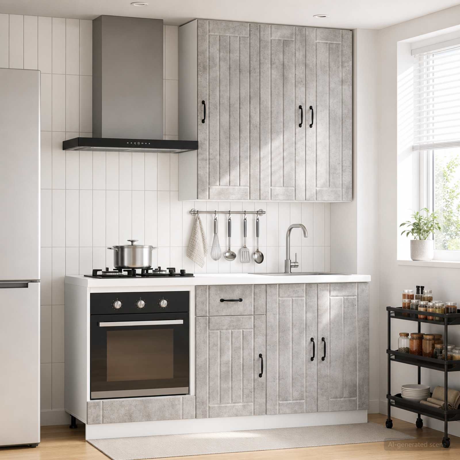 vidaXL Keukenblok LUCCA 5 pcs Wit Bewerkt hout