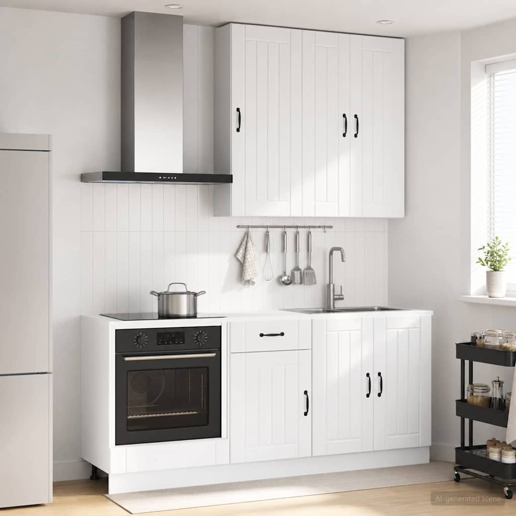 vidaXL Keukenblok LUCCA 5 pcs Wit Bewerkt hout