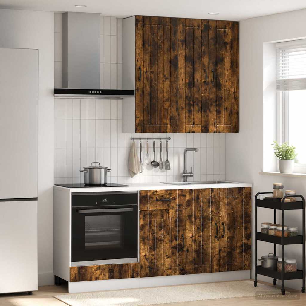 vidaXL Keukenblok LUCCA 5 pcs Wit Bewerkt hout
