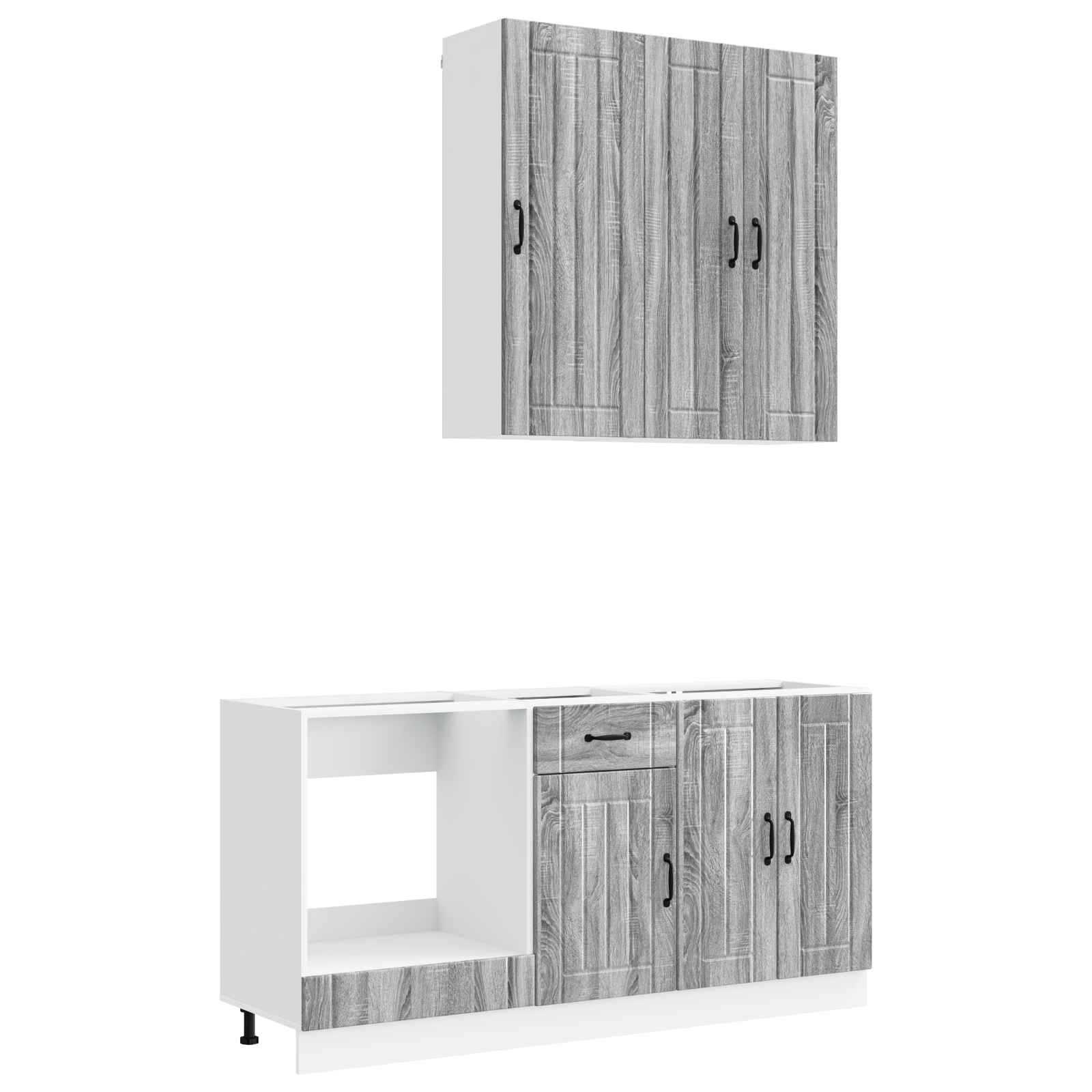 vidaXL Keukenblok LUCCA 5 pcs Wit Bewerkt hout