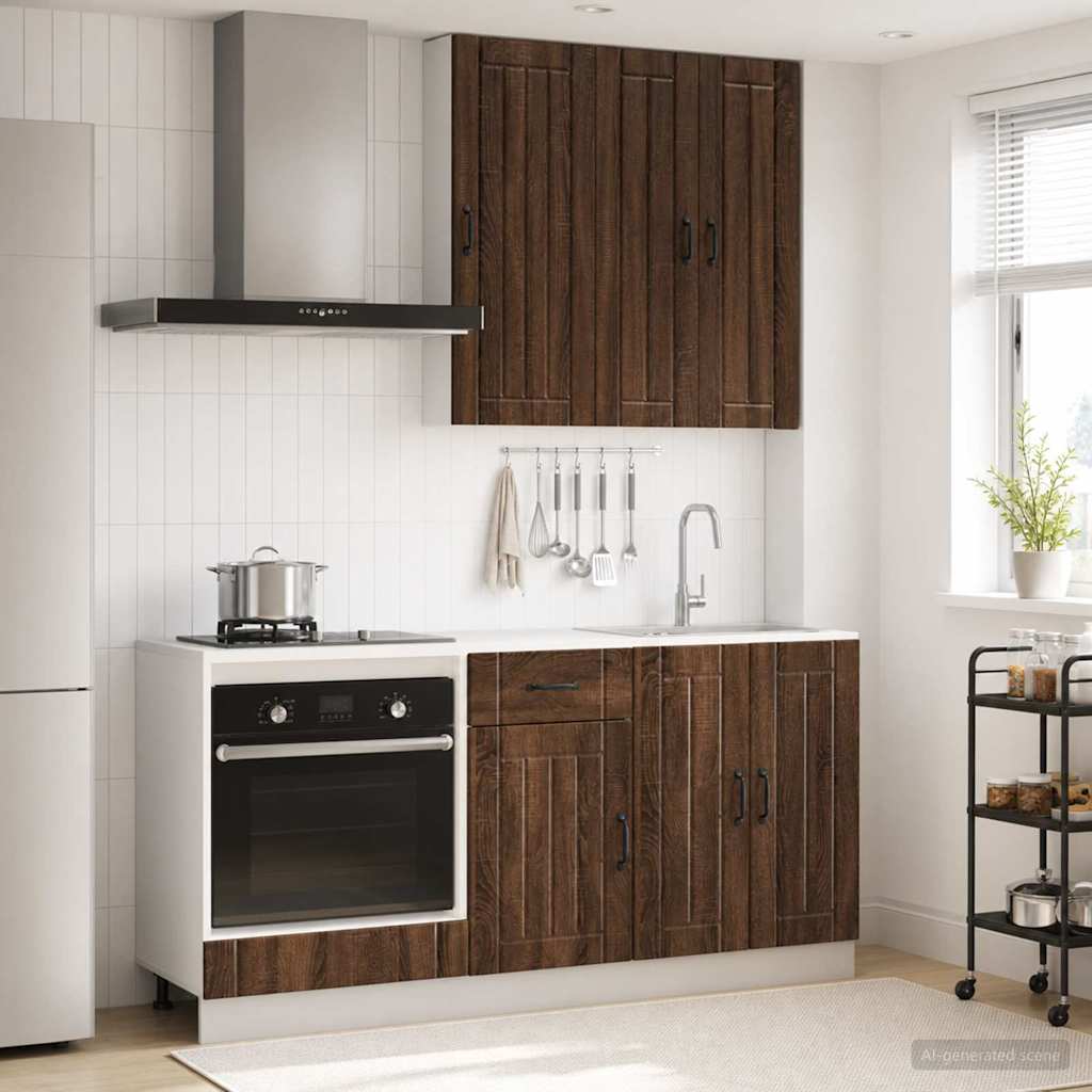 vidaXL Keukenblok LUCCA 5 pcs Wit Bewerkt hout