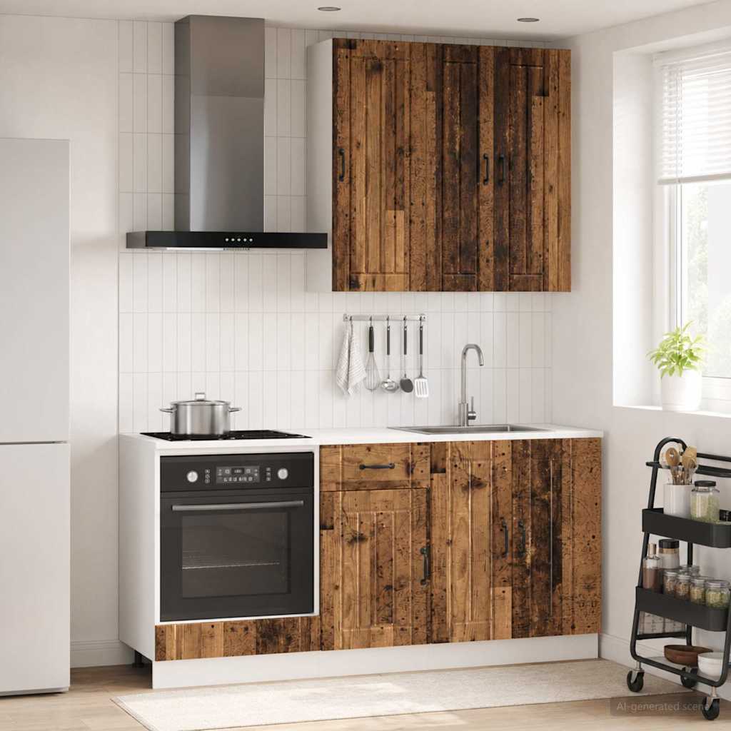 vidaXL Keukenblok LUCCA 5 pcs Wit Bewerkt hout