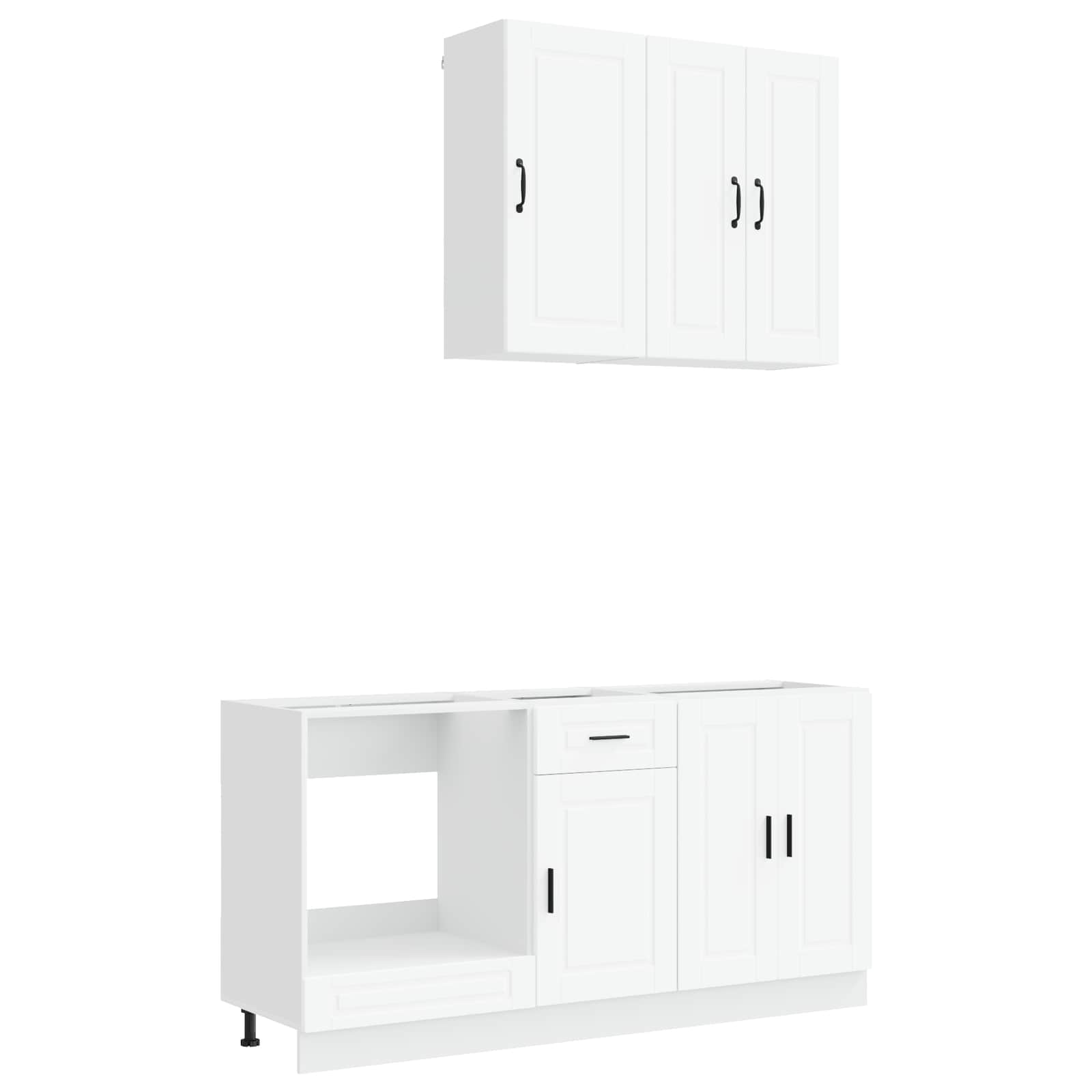 vidaXL Keukenblok PORTO 5 pcs Wit Bewerkt hout