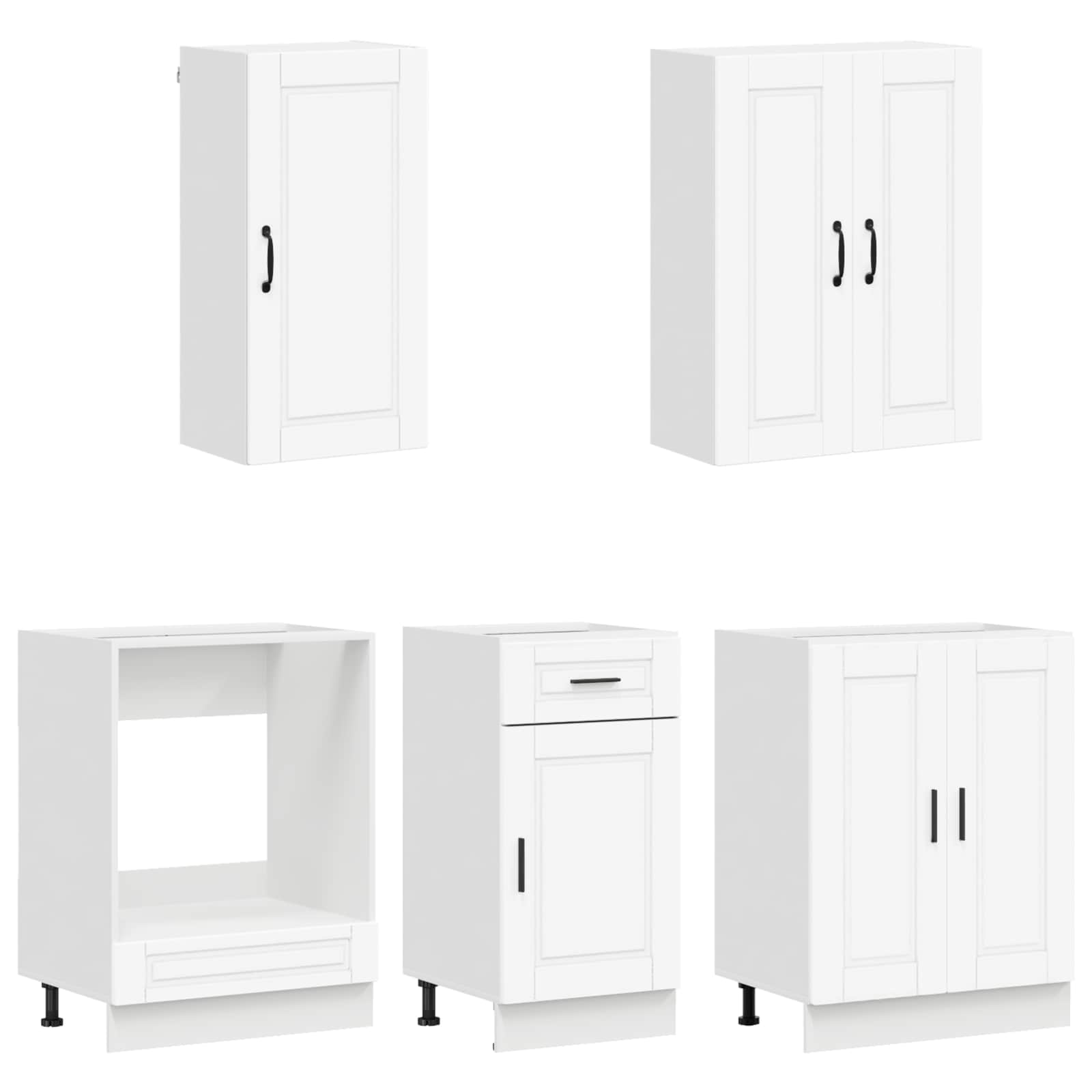 vidaXL Keukenblok PORTO 5 pcs Wit Bewerkt hout